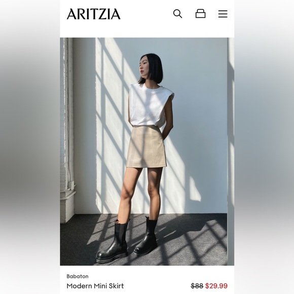 Babaton faux leather cream mini skirt - size 4 - Picture 4 of 4